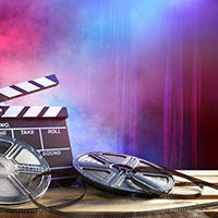 Film movie Background - Clapperboard And Film Reels In Theater